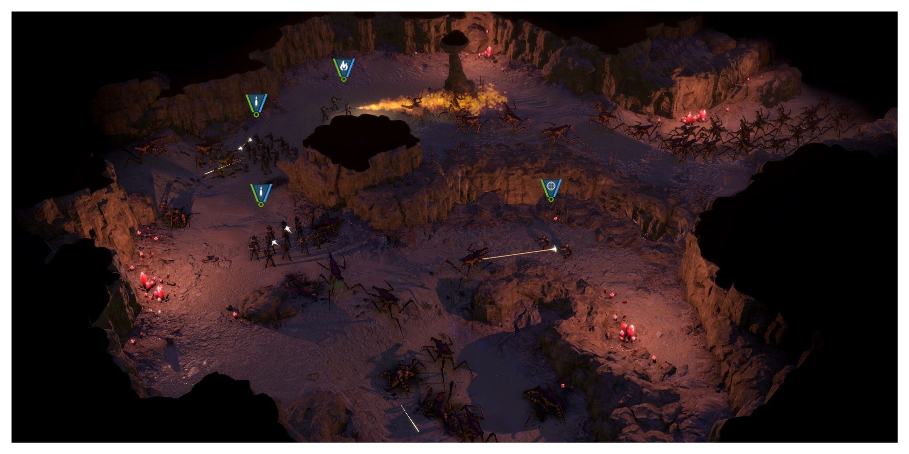 Starship Troopers: Terran Command - Steam Screenshot (Battling Aliens In A Cave)