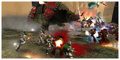 Warhammer 40,000: Dawn Of War - Steam Screenshot (Space Marines Fighting Eldar)
