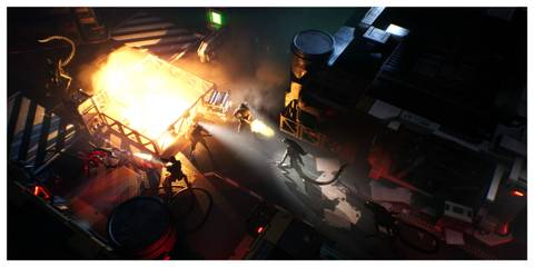 Aliens: Dark Descent - Steam Screenshot (Marines Fighting Xenomorphs)