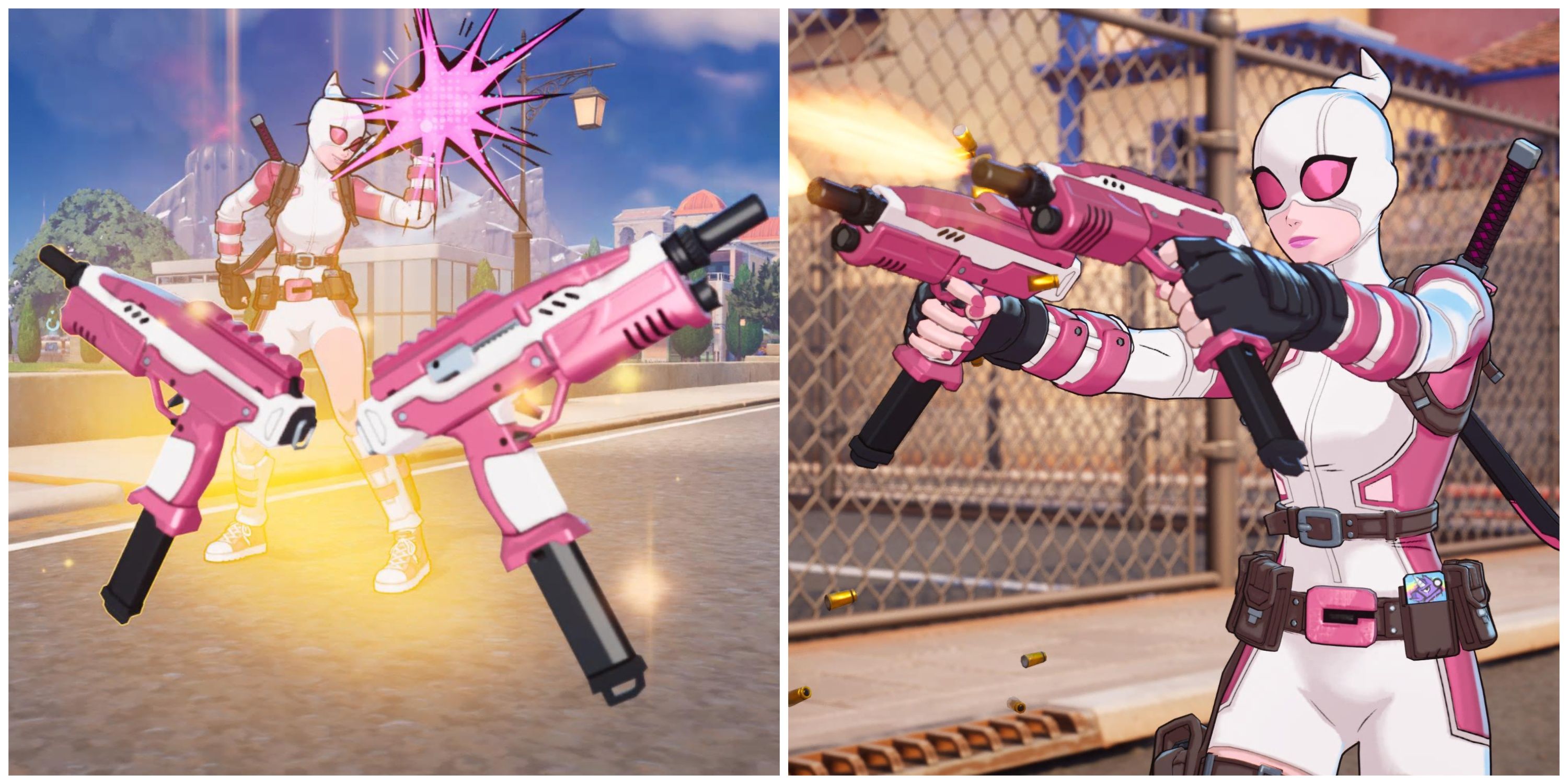 gwenpool in fortnite, gwenpool's dual micro smgs