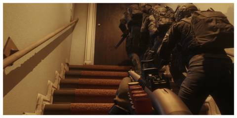 Ready Or Not - Steam Screenshot (Climbing Stairs With A Shotgun)