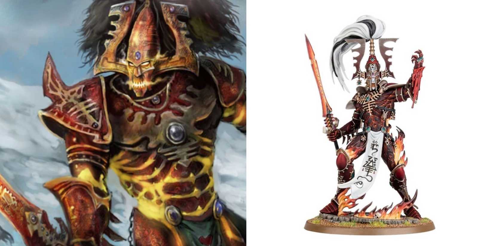11 Weakest Gods In Warhammer 40K, Ranked Picture of Khaine and model of Avatar of Khaine