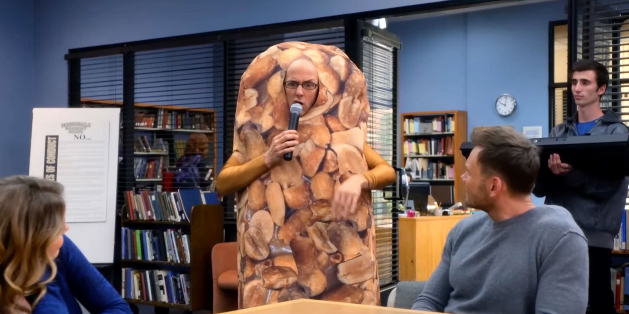 The dean dressed as a peanut bar