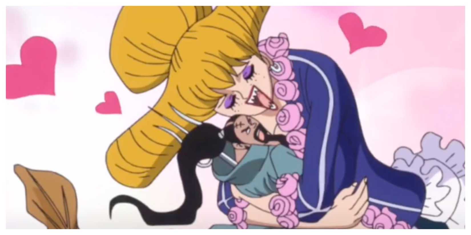 Charlotte Praline, a human mermaid hybrid, hugging her merman husband, Aladine