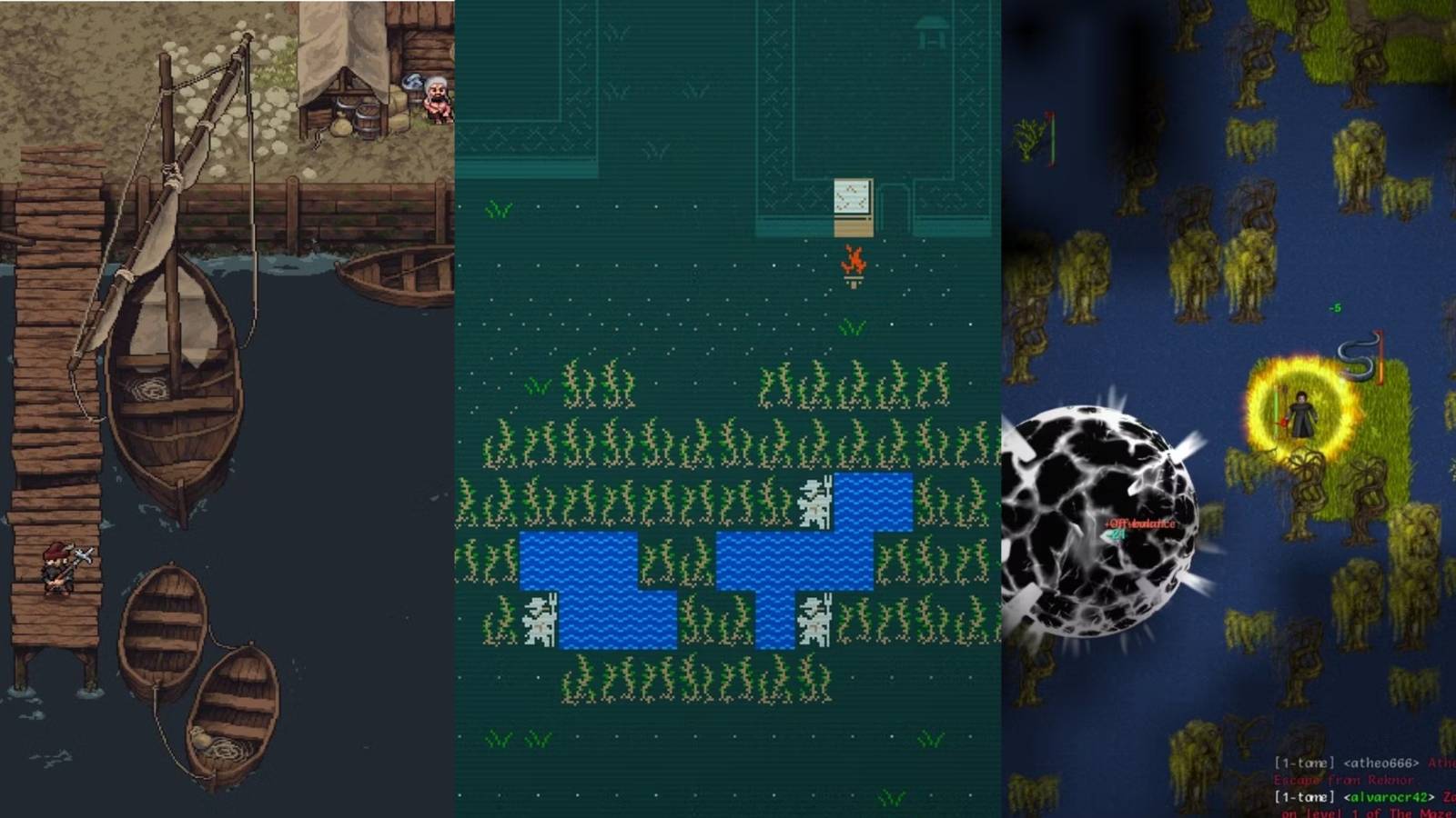 Collage featuring Stoneshard, Caves of Qud, Tales of Maj'Eyal