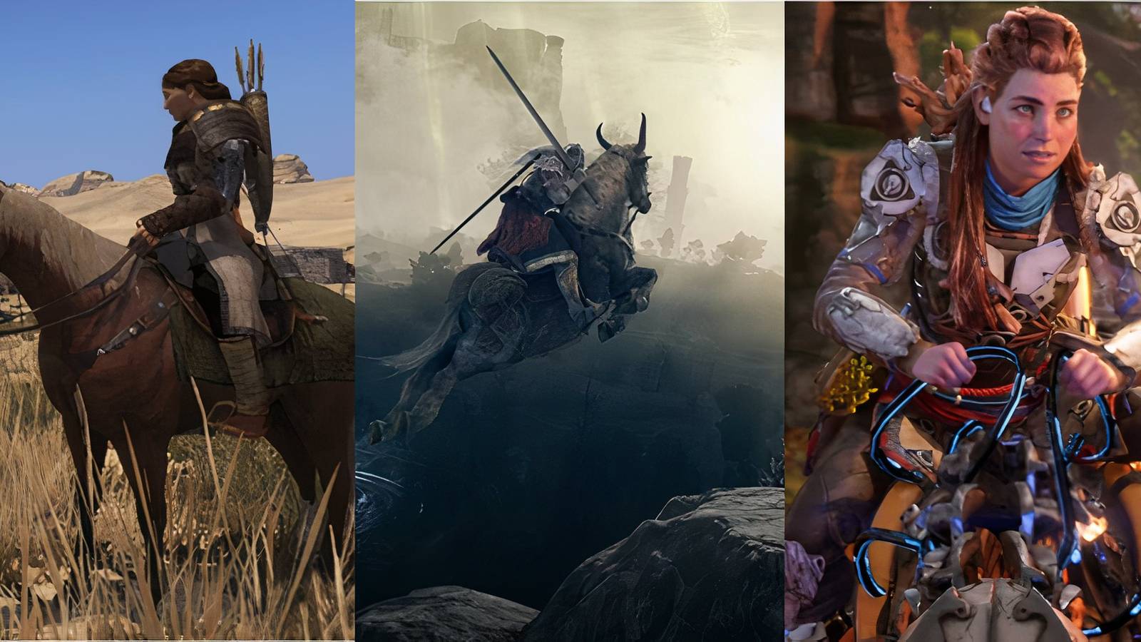 Collage featuring Bannerlord, Elden Ring, Forbidden West