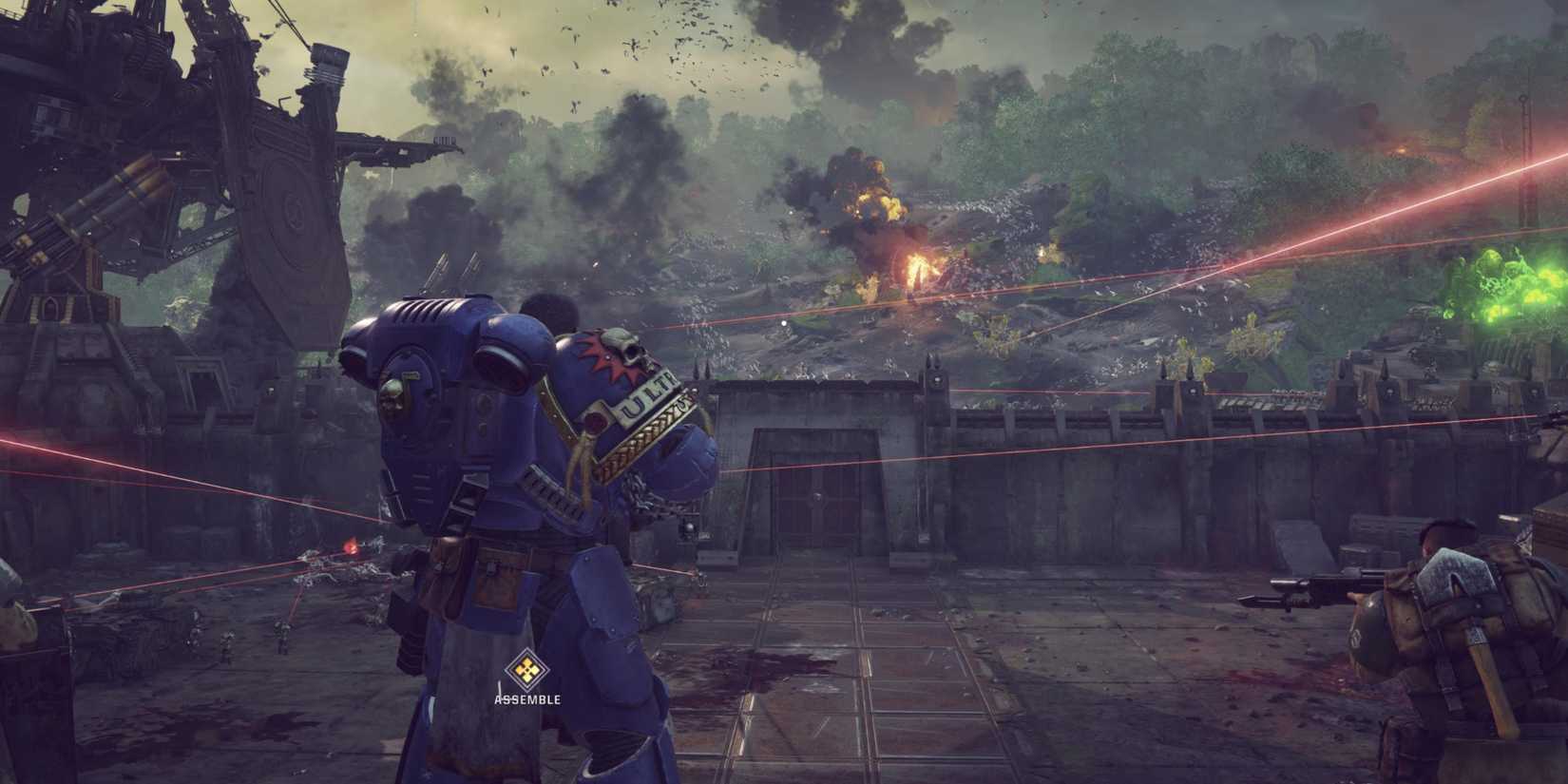 Space Marine 2 - Titus Looking At Battle In Horizon