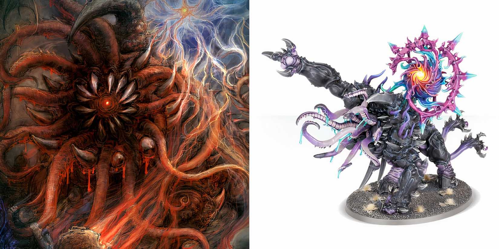 8 Enemies Space Marine 2 Should Add to PvE in the Future Art of a vortex beast next to a model 