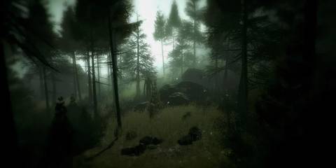 slender man in the woods in Slender: The Arrival