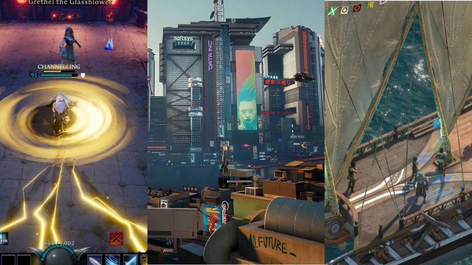 Collage featuring V Rising, Cyberpunk, Deadfire