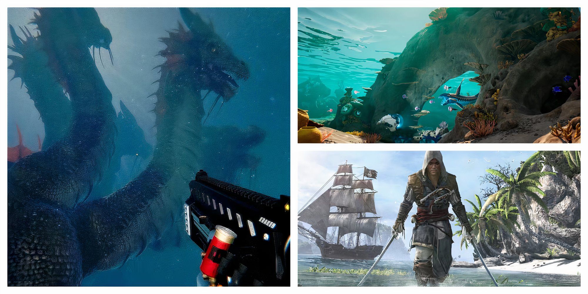 Subnautica, Assassin's Creed Black Flag and Death In The Water 2 - the best underwater combat games