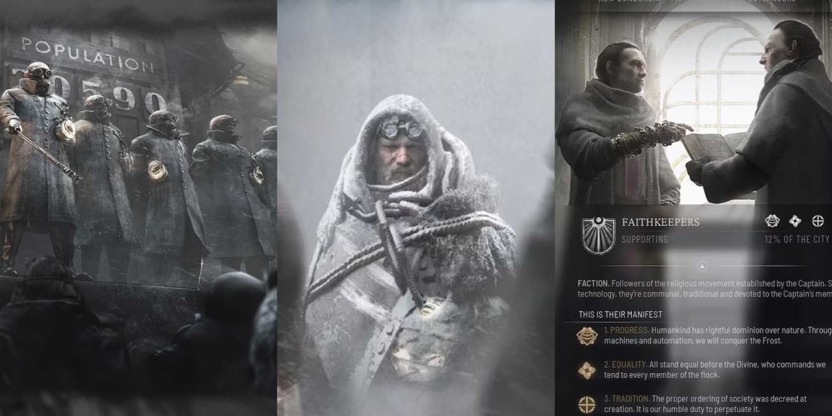 Frostpunk 2 faction collage