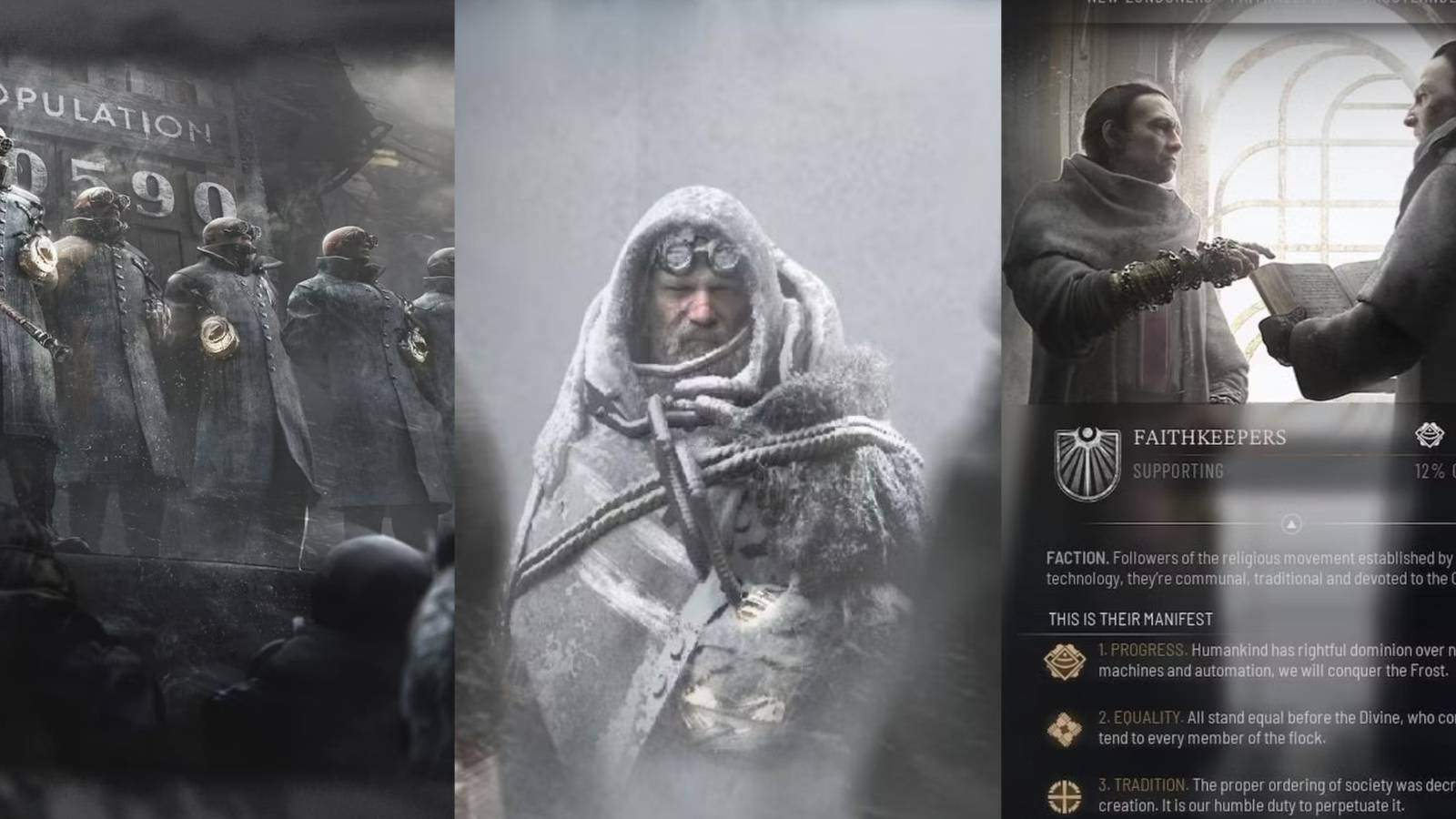 Frostpunk 2 faction collage