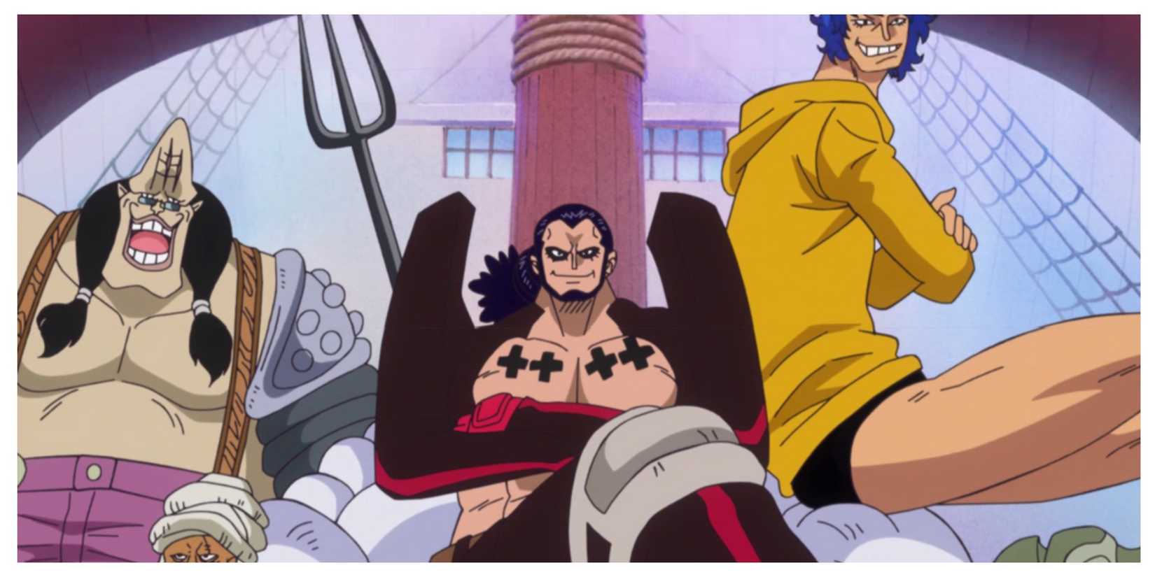 Abdullah, Jeet (largely obscured aside from his turban and face), Ideo, and Blue Gilly (head cut off), the four Ideo Pirates