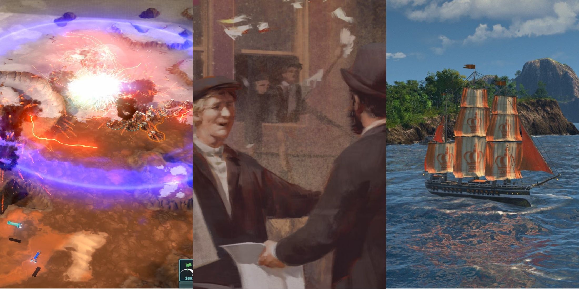 Offworld Trading Company, Victoria 3, Anno 1800 collage