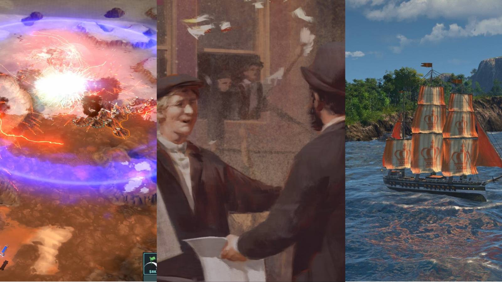 Offworld Trading Company, Victoria 3, Anno 1800 collage