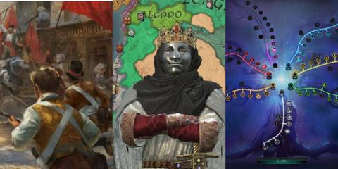 Victoria 3, Crusader Kings 3, Age of Wonders 4 collage
