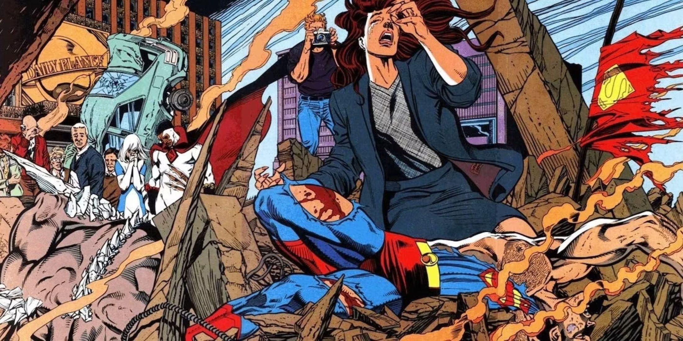 Lois mourning the death of superman