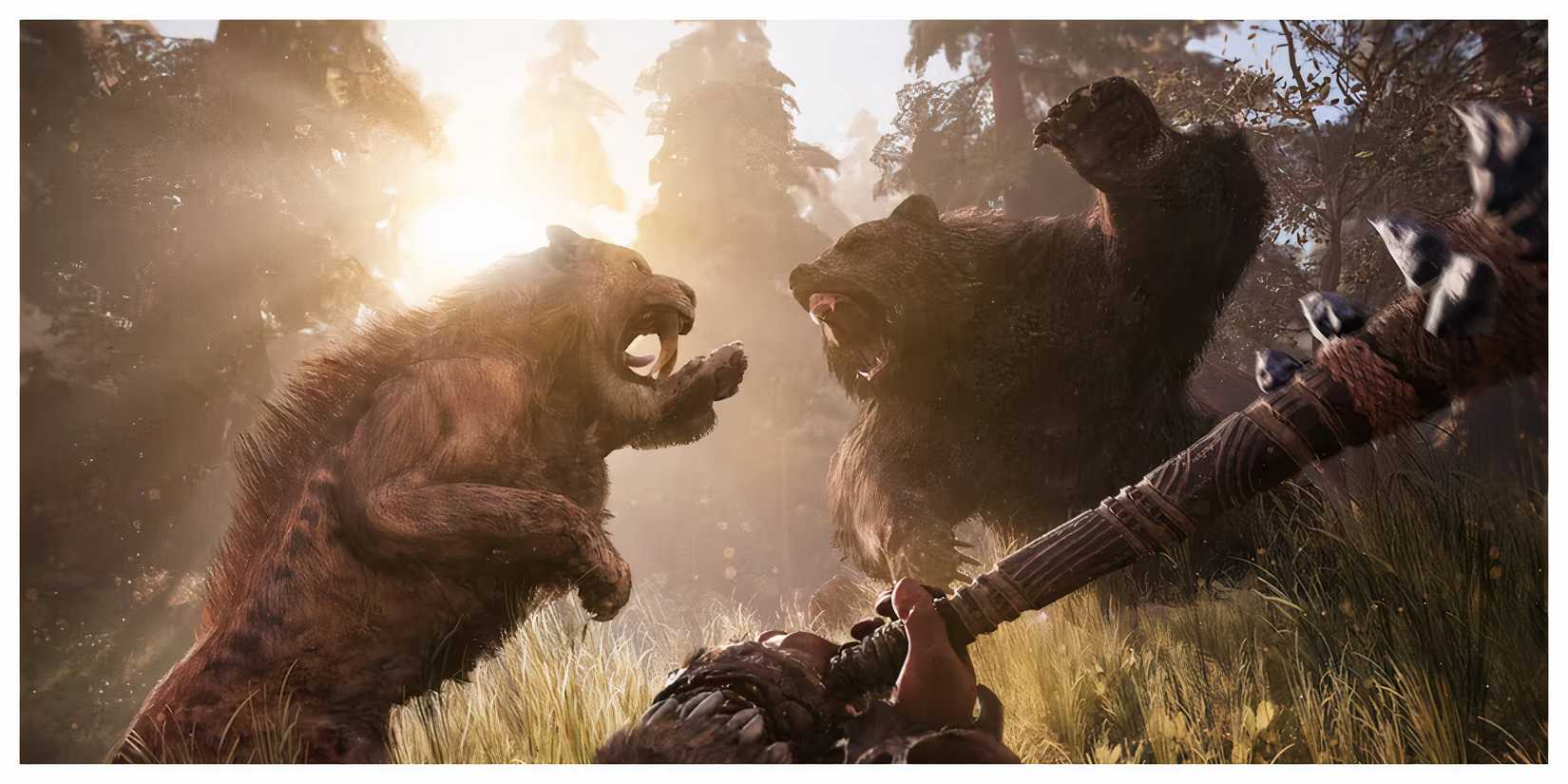 Prehistoric weapons and animals