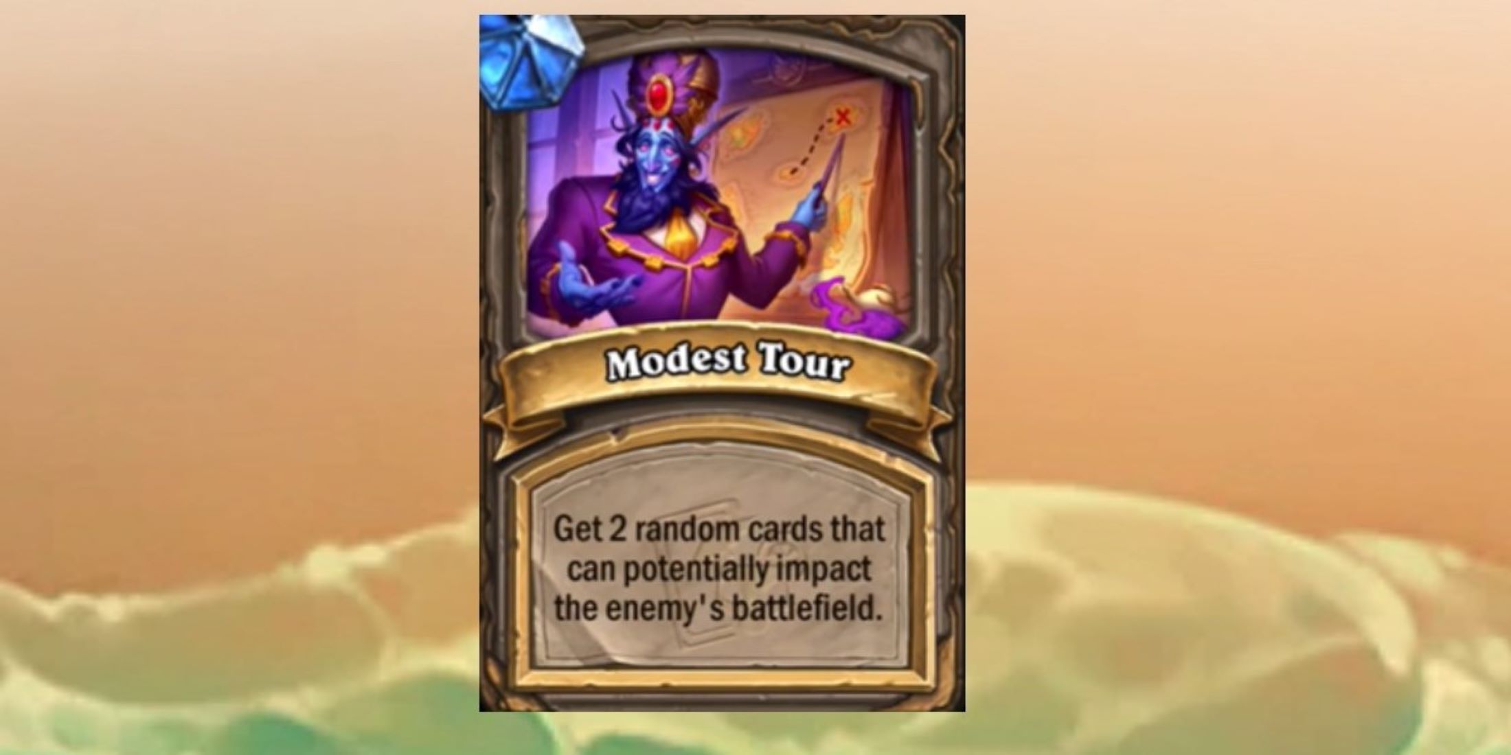 Modest Tour from Hearthstone on a beach themed background