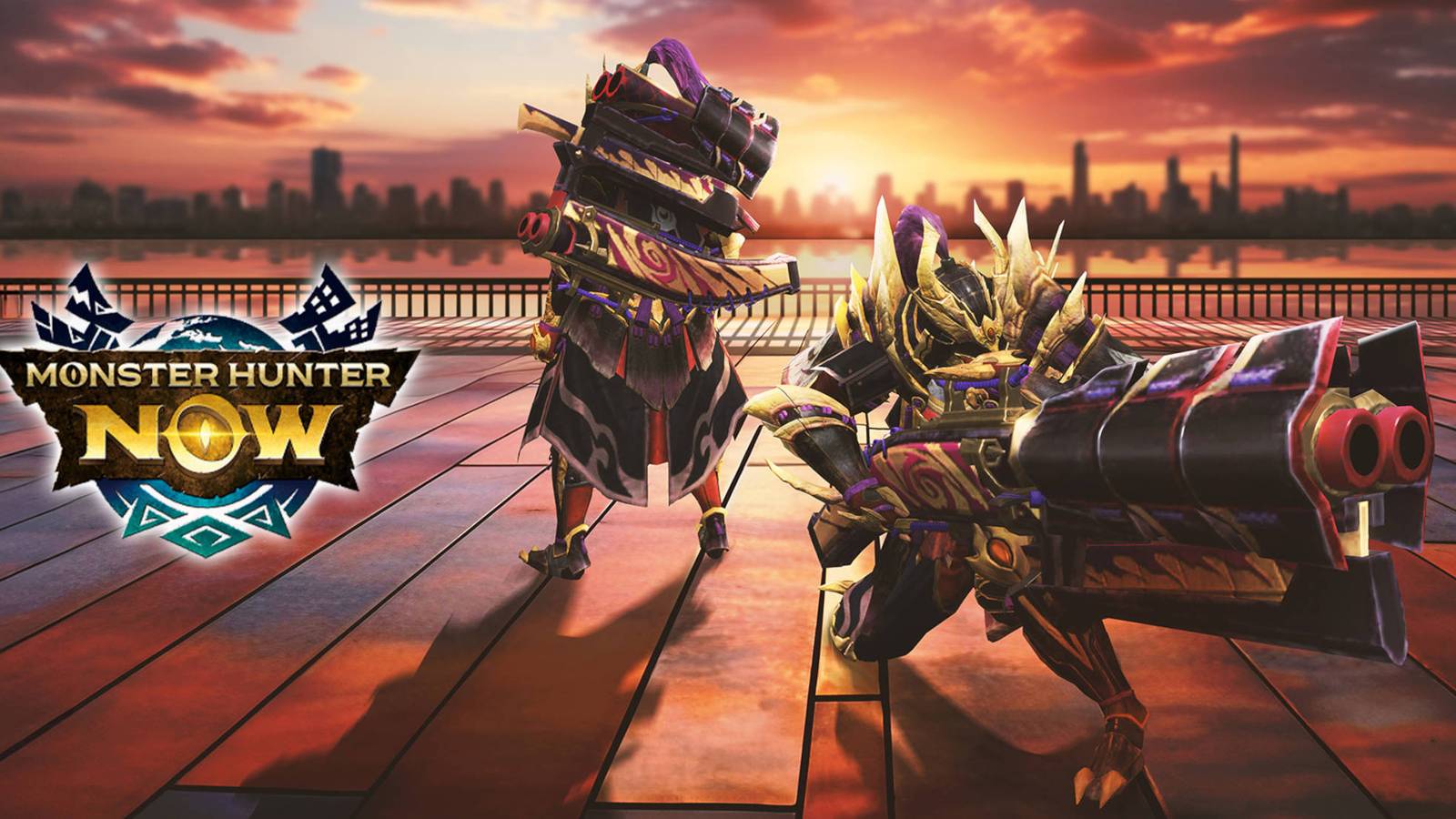 Monster Hunter Now Heavy Bowgun best build: A hunter in Magnamalo armor holding the Magnamalo Heavy Bowgun.