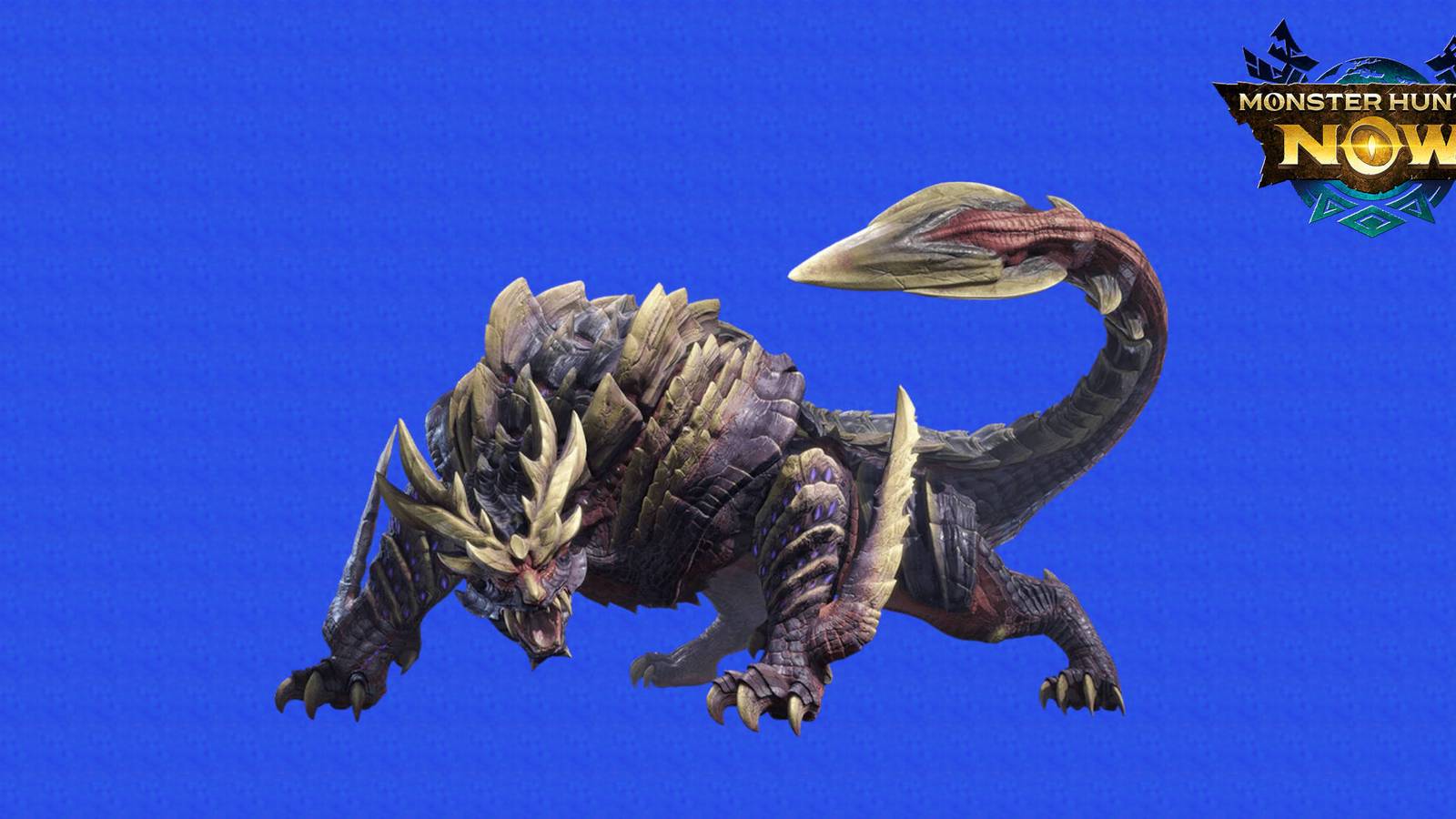 Monster Hunter Now Magnamalo: Magnamalo on a blue background with the game's logo.