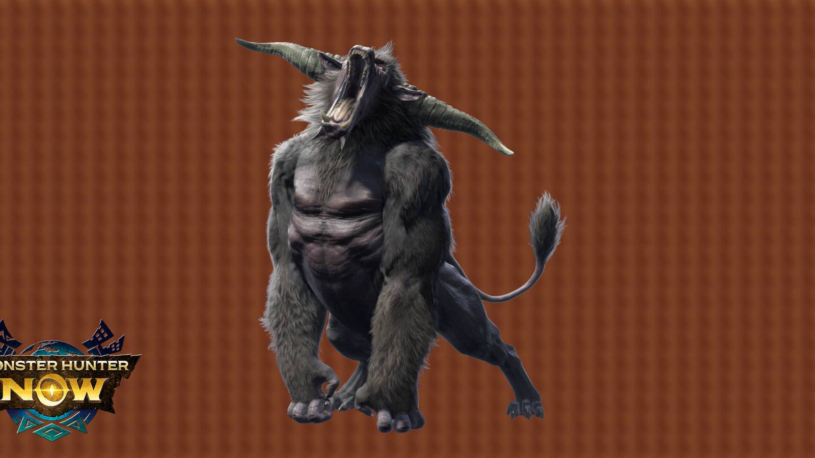 Monster Hunter Now Rajang: Rajang is roaring next to a Monster Hunter Now logo.