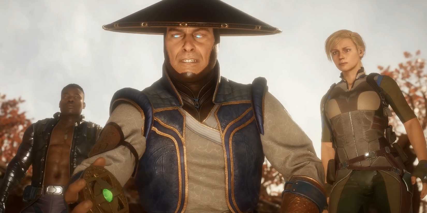 Raiden fighting the amulet's temptation in Mortal Kombat 11