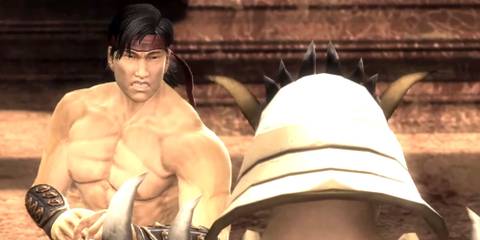 Liu Kang and Shao Kahn in Mortal Kombat 9