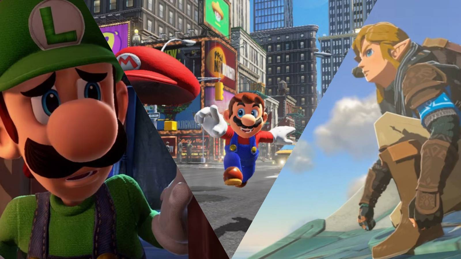 most beautiful games on switch, luigi mansion, mario odyssey and tears of the kingdom