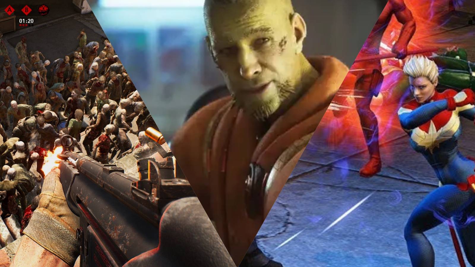 Multiplayer games shut down too quickly; L- R: Overkill's The Walking Dead, Concord and Marvel Heroes Omega