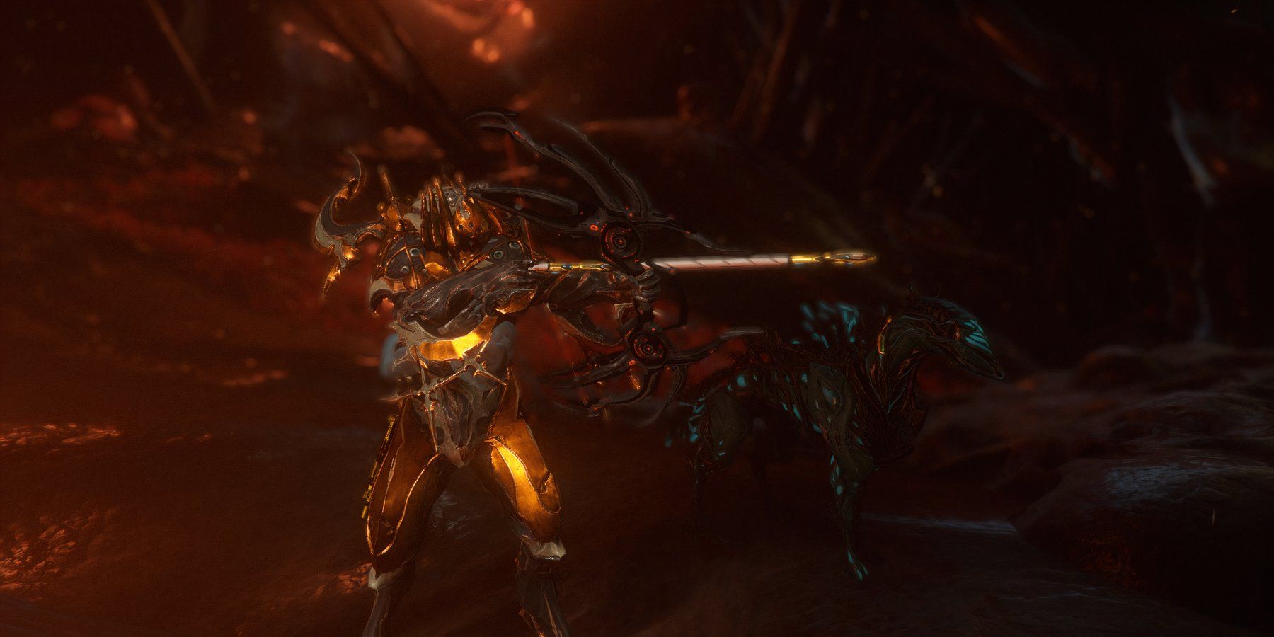 Nidus aiming Cernos Prime Warframe