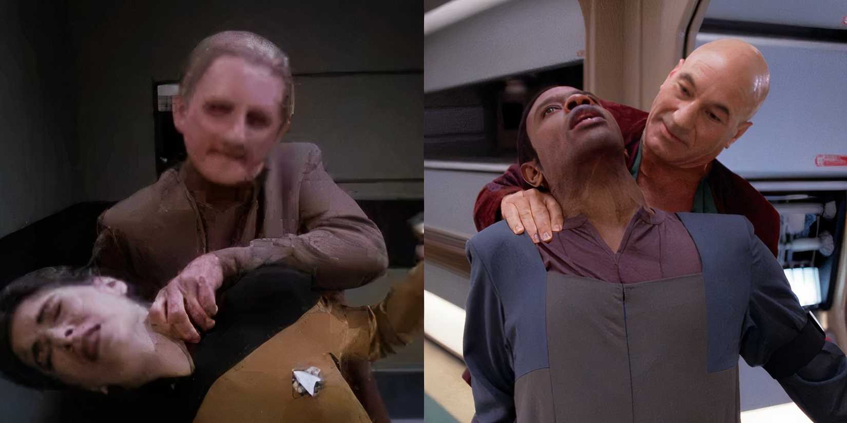 Odo and Picard use Vulcan neck pinches in Star Trek