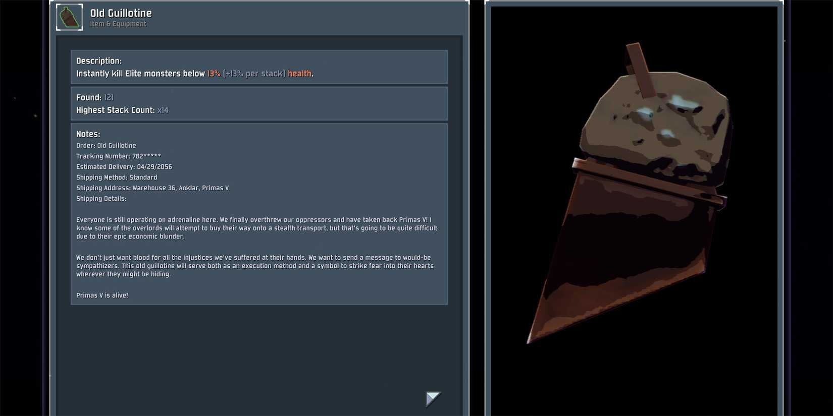 Old Guillotine, best green items in risk of rain 2