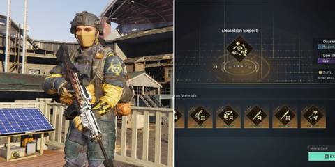 The Bastille set and the mod conversion screen in Once Human