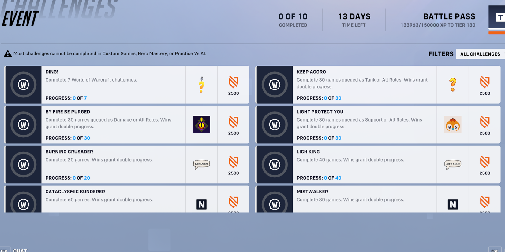 ow2 x wow challenges