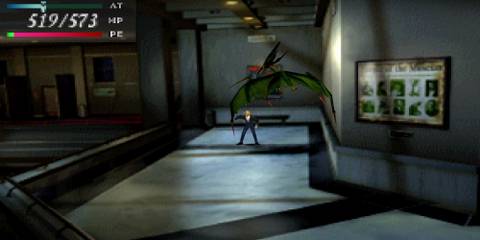 Parasite Eve Aya fighting a monster at the History Museum