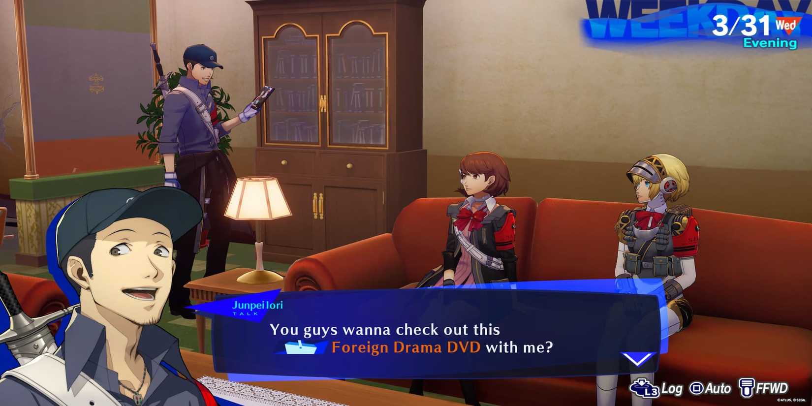 Aigis, Junpei, and Yukari Hanging Out In The Dorm 