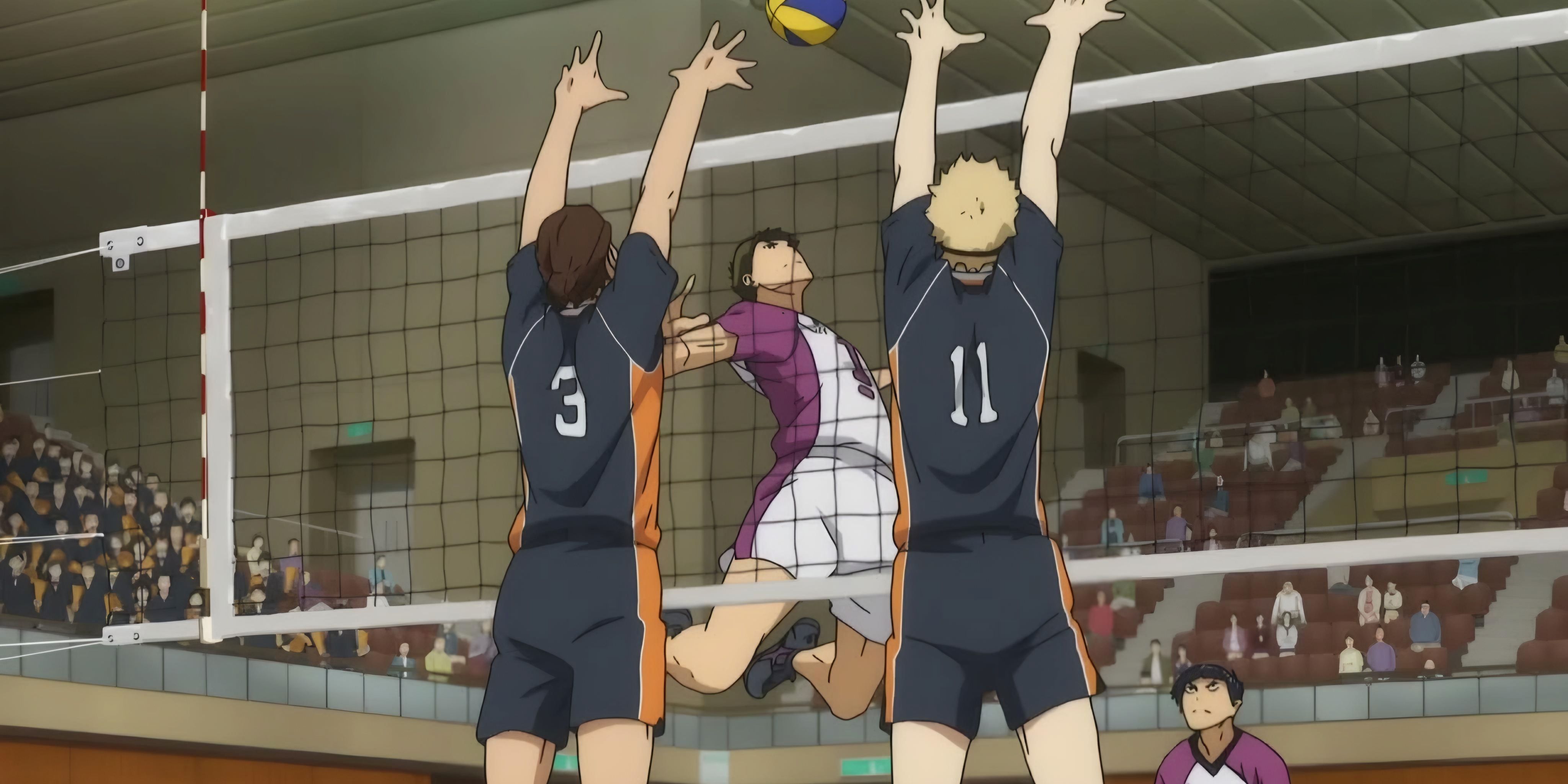 Tsukishima blocking a shot