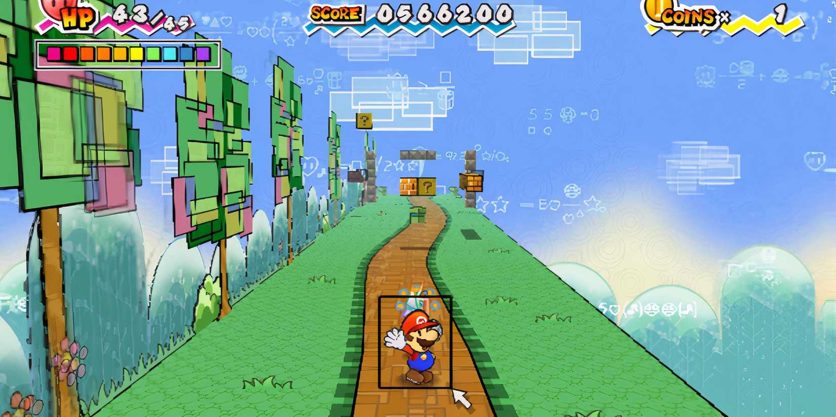 Playing a level in Super Paper Mario