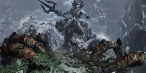 Poseidon and his Hippocampi attack Gaia.