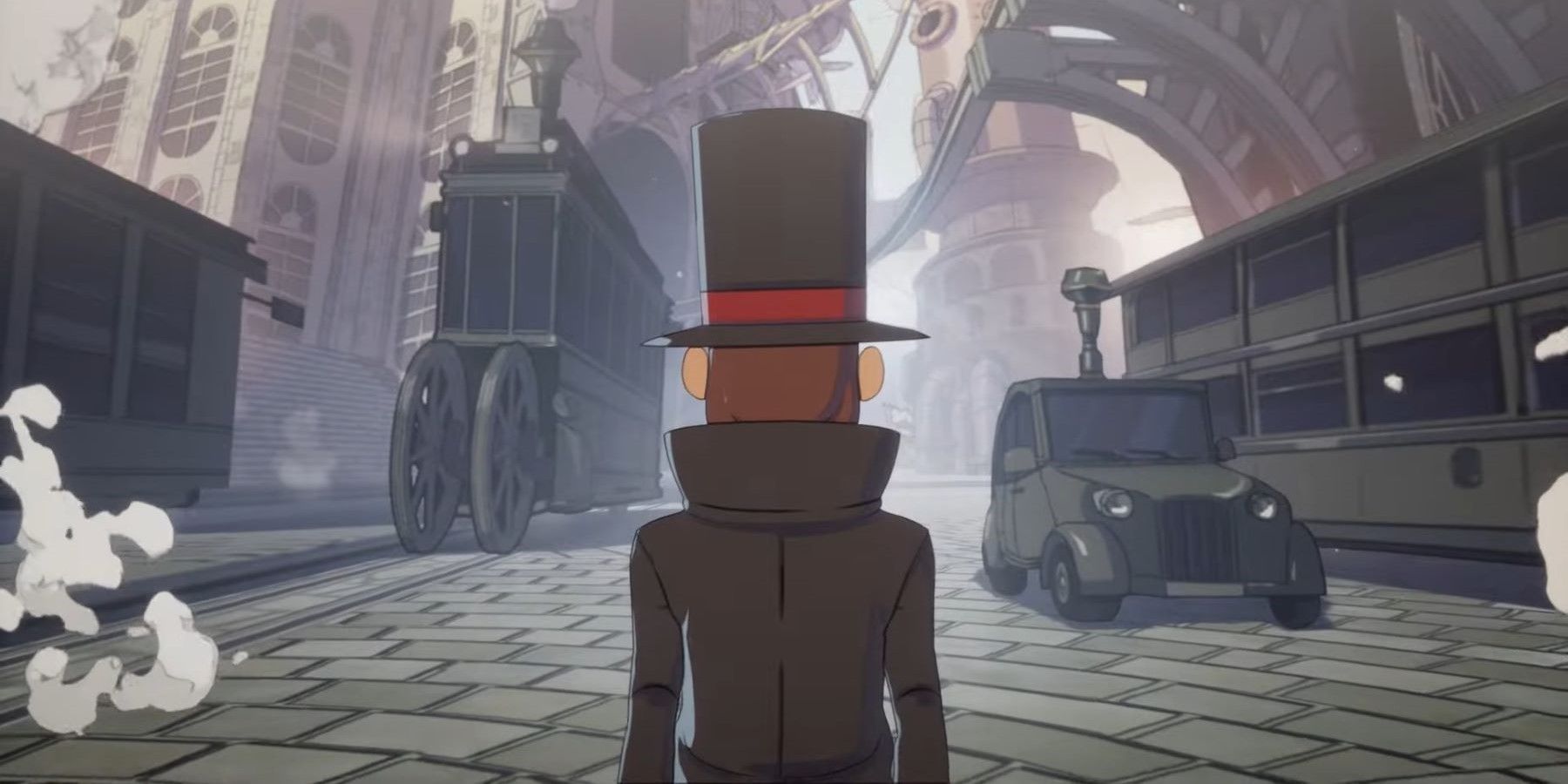 professor layton and the new world of steam teaser layton's back facing the camera