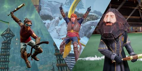 A split image of different characters in Harry Potter Quidditch Champions