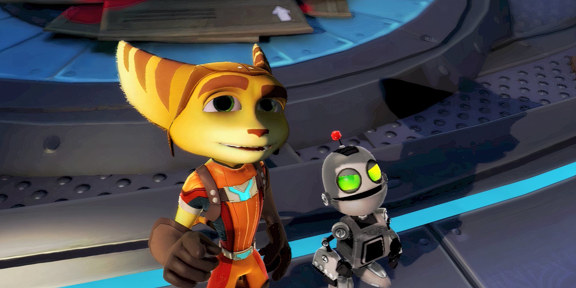 Ratchet and Clank standing next to each other