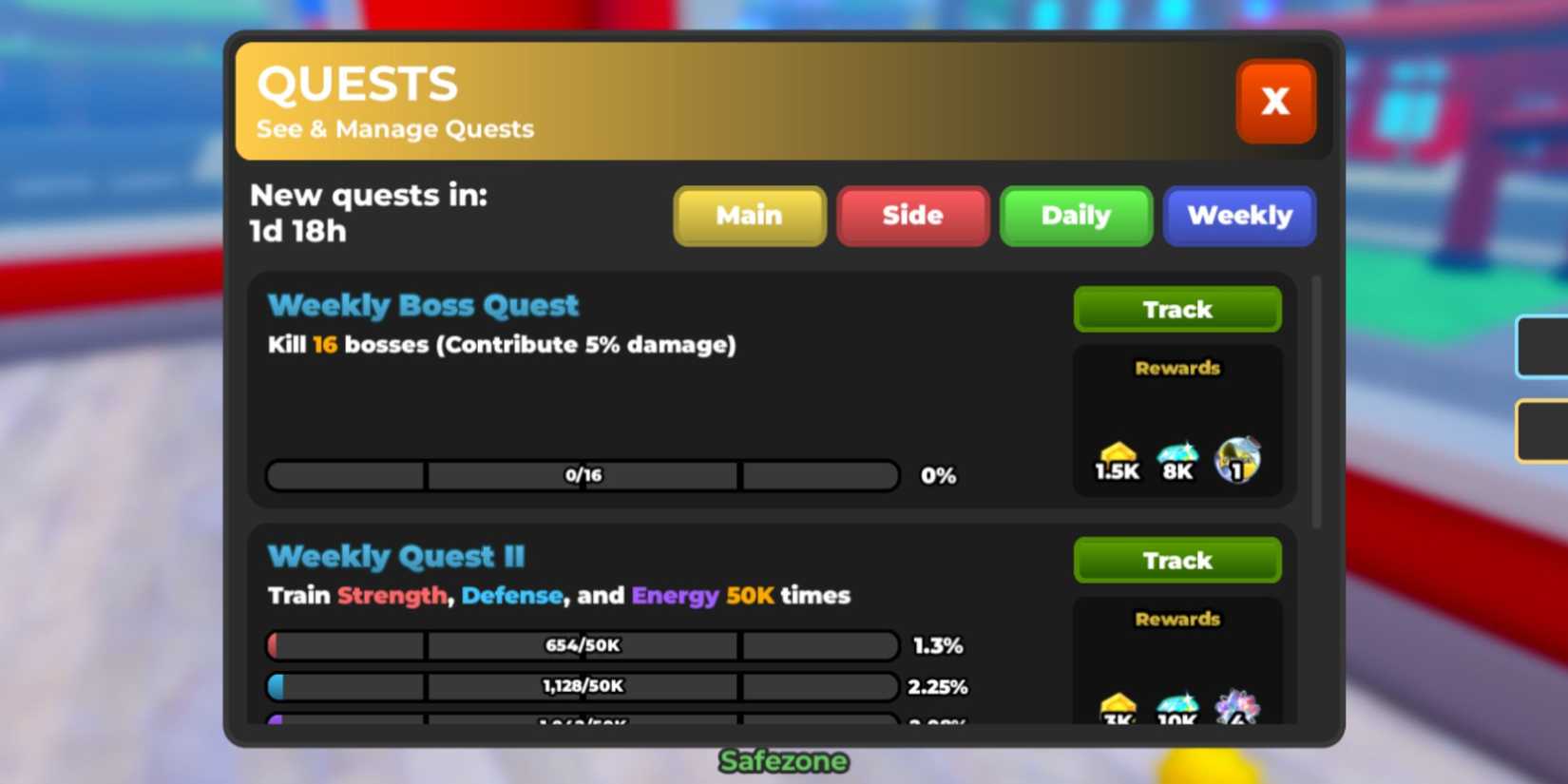 Quests in Anime Simulator