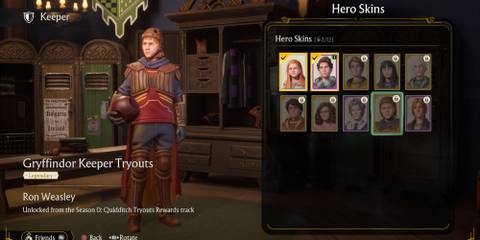 Ron Weasley Gryffindor Keeper Tryouts hero skin in Quidditch Champions