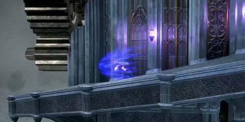 miriam running down an exterior outcropping