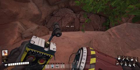 SAM resource node cave blocked by a boulder in satisfactory