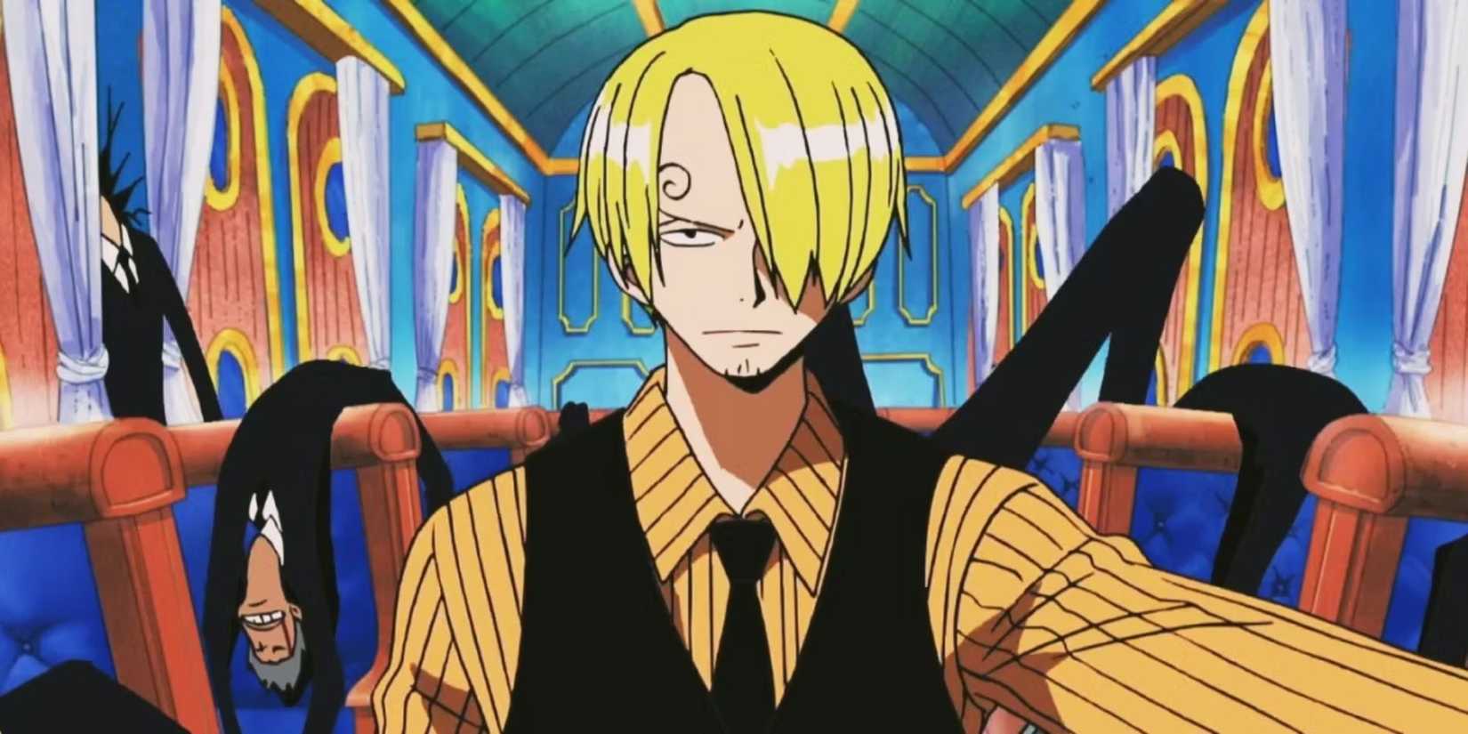 Sanji defeats a bunch of enemies in the Sea Train in One Piece