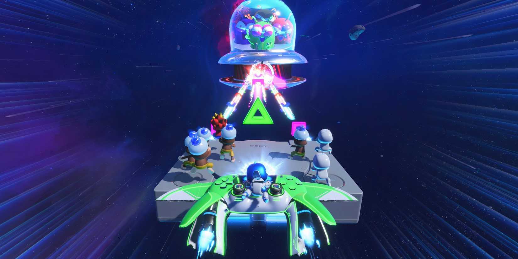 Shooting spacecraft in Astro Bot